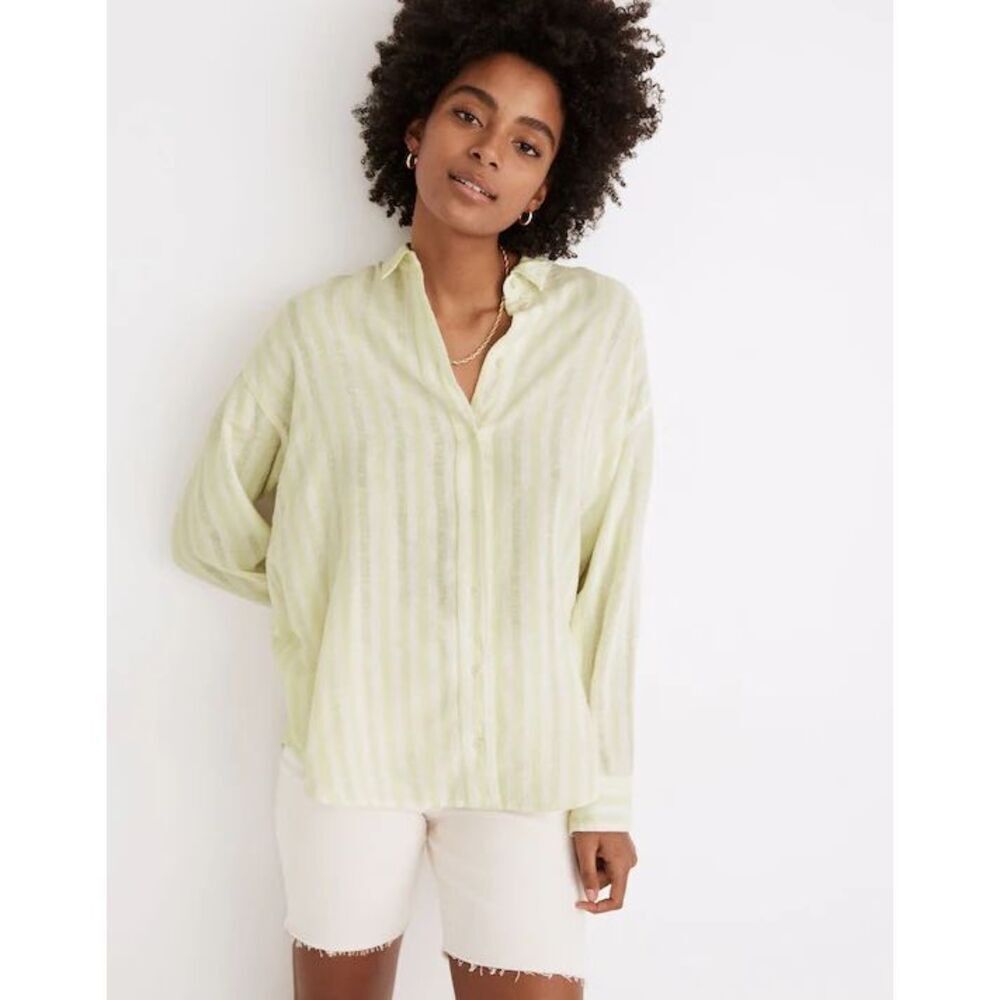 ✨Madewell Linen-Blend Painter Sz Medium Shirt in Eades Stripe✨